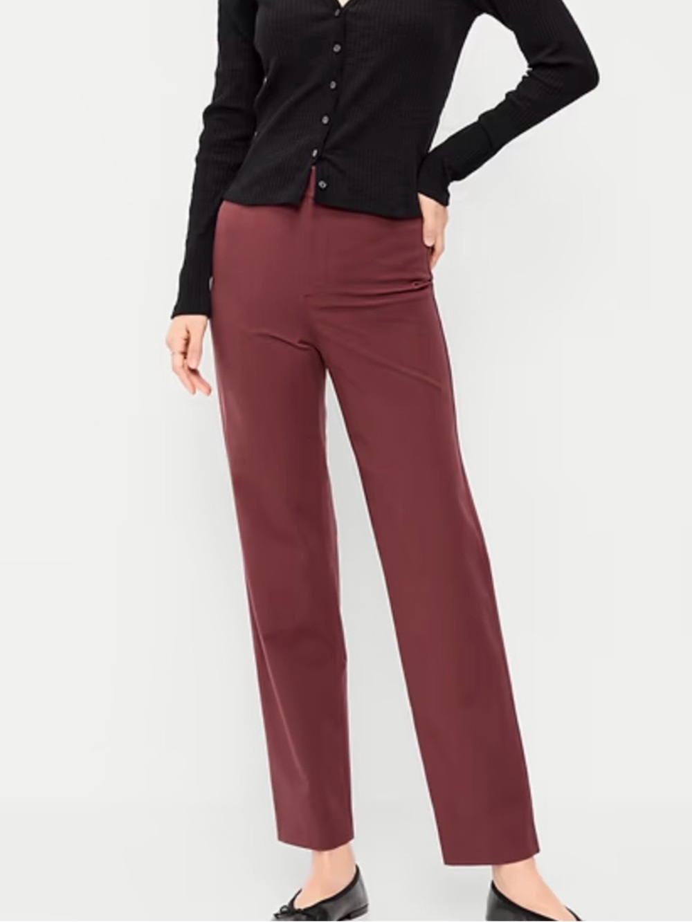 High-Rise Straight-Leg Pants in Mustard